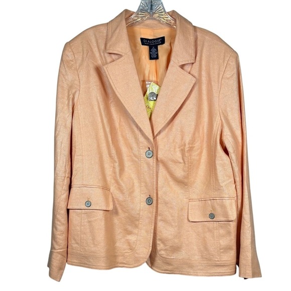 NWT Dialogue Linen Jacket, Peach, Plus Size 1X - Picture 1 of 10